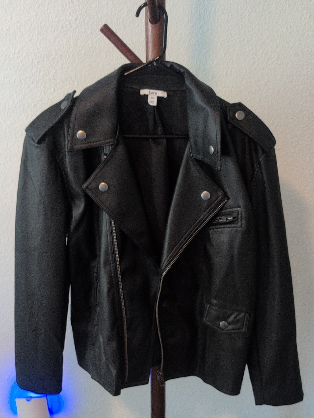 Bar lll Black Faux-Leather Moto Jacket